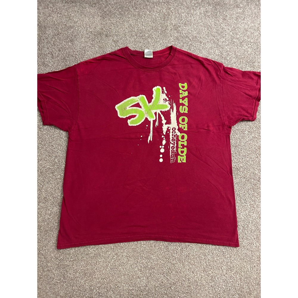 VTG Days of Olde Ocheyedan T-Shirt Mens XL Red Excellent Graphic Splatter Tee